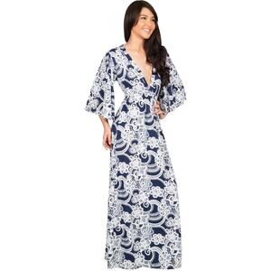 KOH KOH Long V-Neck Maxi Dress